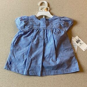 NWT Ralph Lauren Gingham Baby Girl Matching Set-Top & Bloomers-Size 12 Month